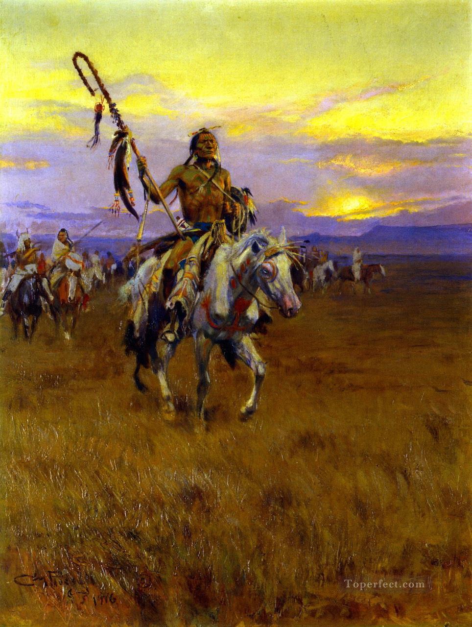 medicine man no 4 1916 Charles Marion Russell American Indians Oil Paintings
